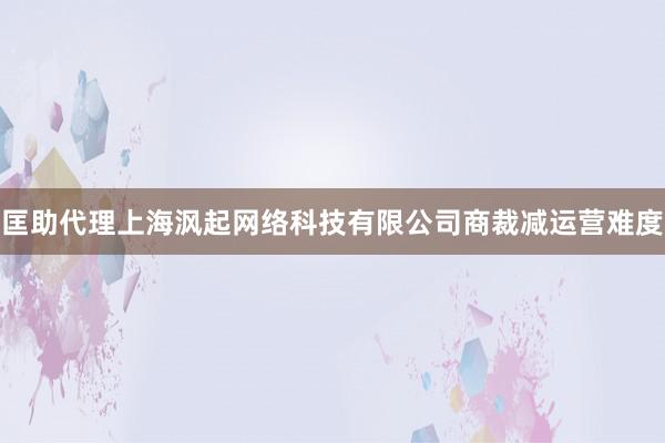 匡助代理上海沨起网络科技有限公司商裁减运营难度